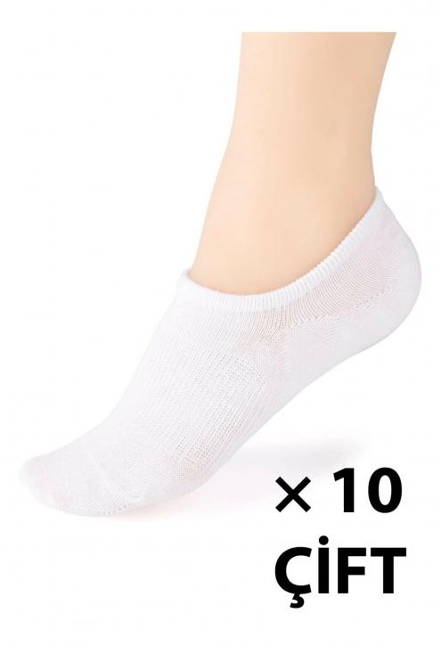 10'lu Beyaz Sneakers Görünmez Patik Çorap
