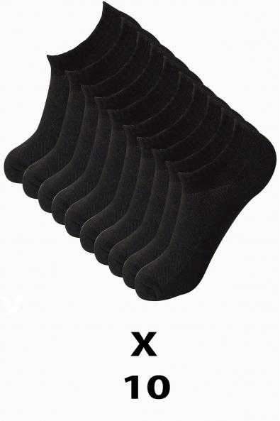 10'lu Siyah Sneakers Görünmez Patik Çorap