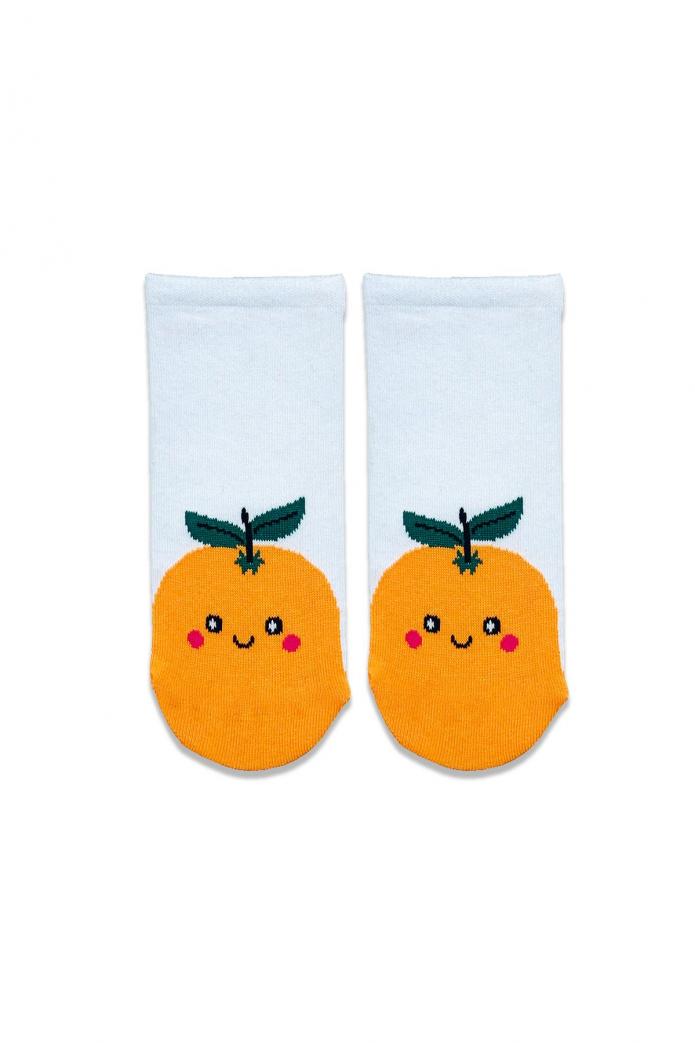 3'lü Mandalina Desenli Renkli Babet Çorap