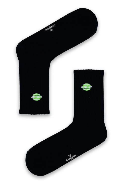 3'lü Uzay Nakış Desenli Renkli Spor Çorap