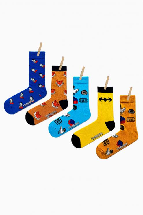 5'li Game Desenli Renkli Çorap