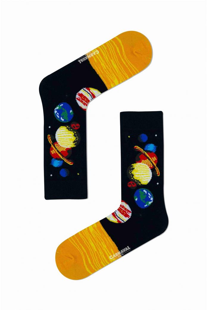 5'li Gezegenler Desenli Tasarımlı Renkli Çorap