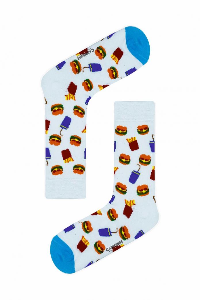 5'li Fast Food -2 Desenli Renkli Çorap Kutusu