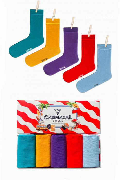 5'li Pastel Renkli Çorap Moda Kutusu