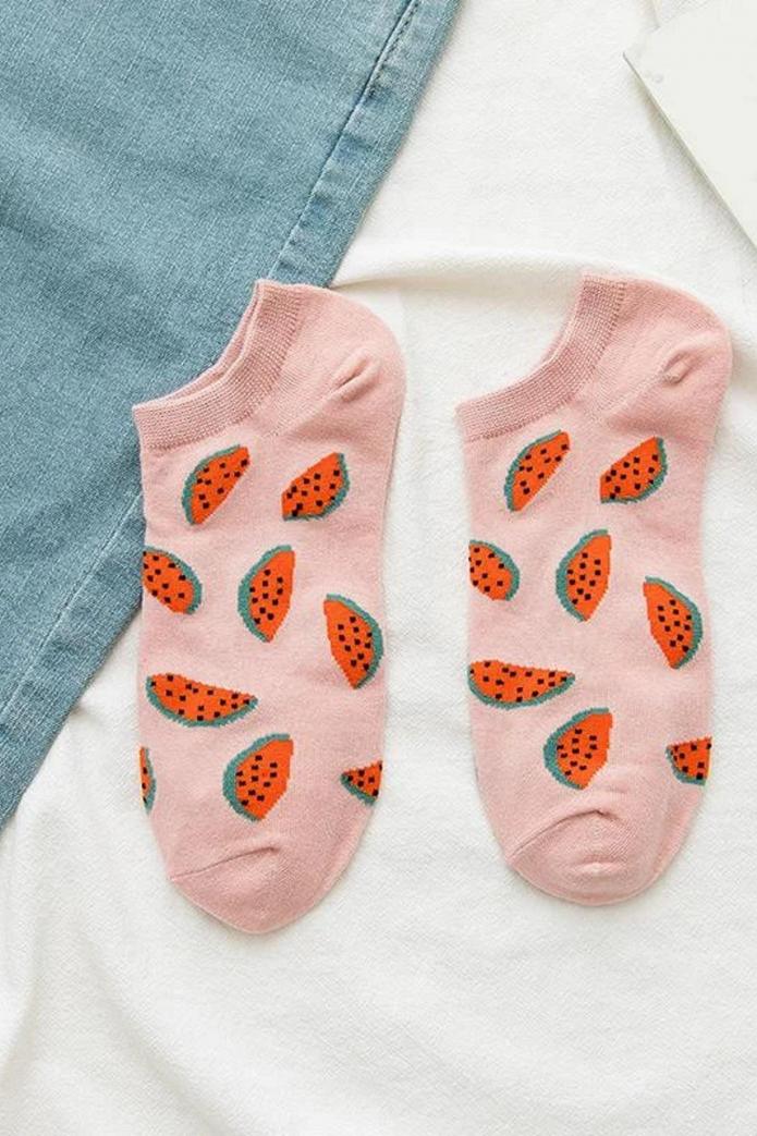 6'li Meyve Desenli Bayan Patik Çorap Seti