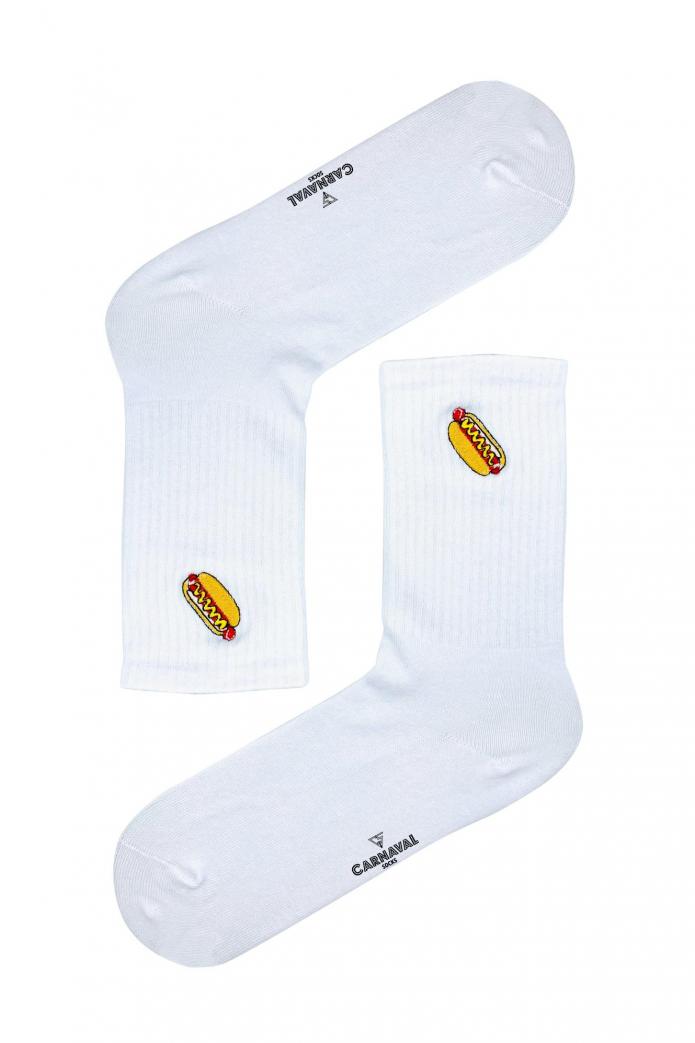Nakışlı Hot Dog Desenli Renkli Çorap