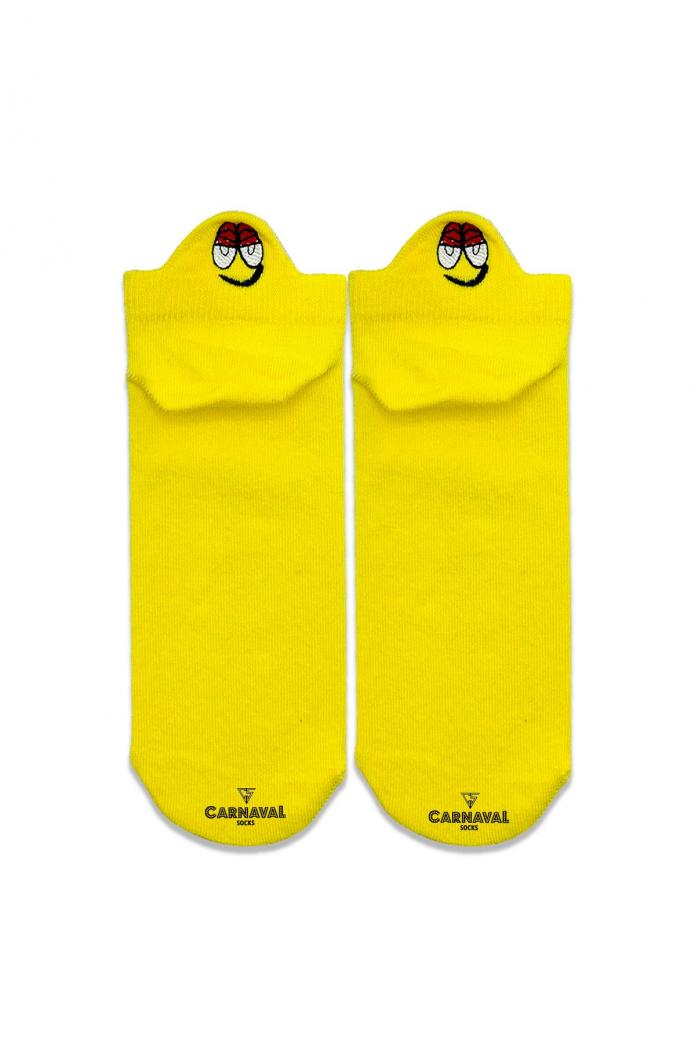 8'li Emoji Desenli Bilekte Nakışlı Patik Spor Çorap