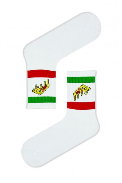 Çemberli Pizza Desenli Renkli Spor Çorap