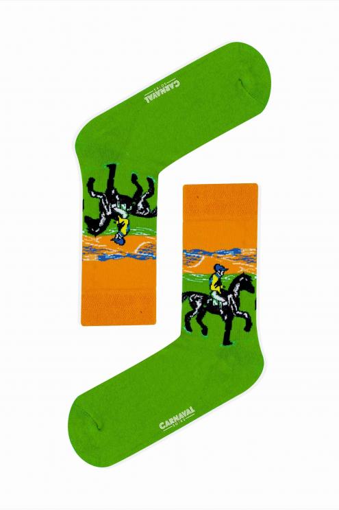 Race Horse Jokey Desenli Renkli Çorap