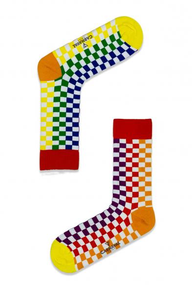Renkli Damalar Tasarımlı Renkli Çorap