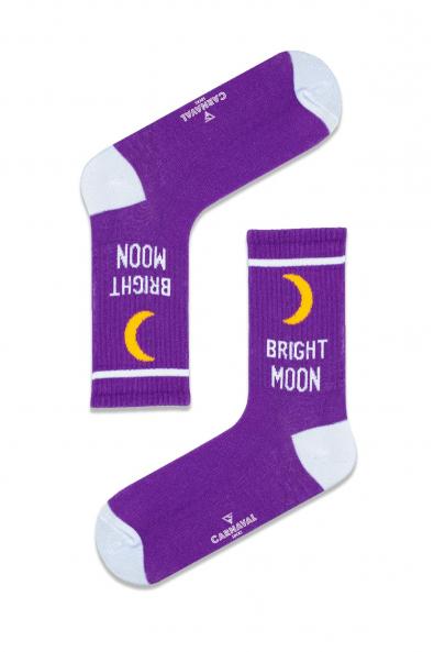 Beyaz Brıght Moon Desenli Renkli Çorap