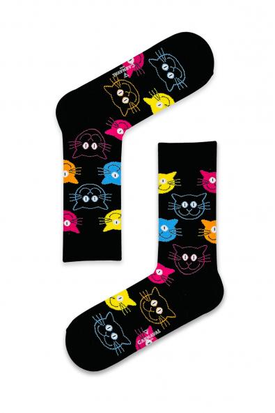 Renkli Kediler Desenli Renkli  Çorap 