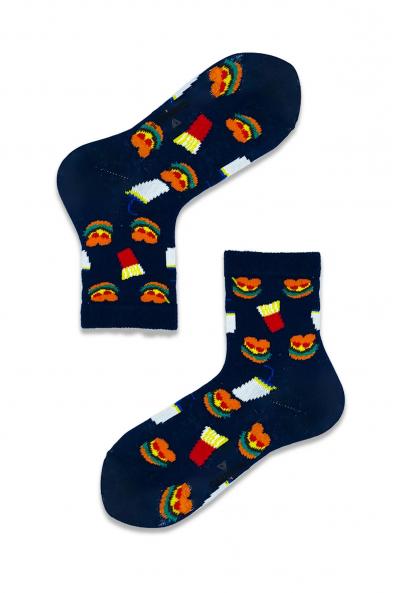 Çocuk Hamburger Desenli Renkli Çorap