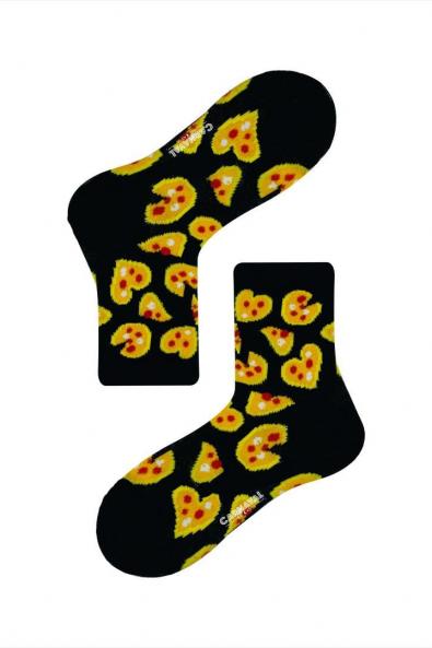 Çocuk Kalpli Pizza Desenli Renkli Çorap