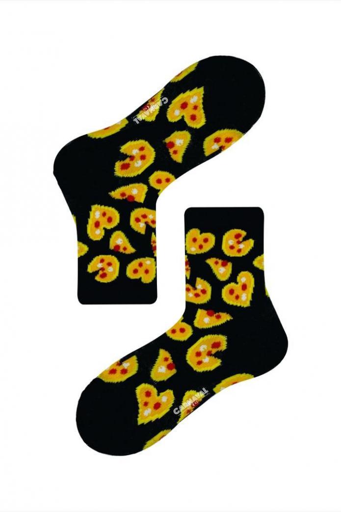 Çocuk Kalpli Pizza Desenli Renkli Çorap