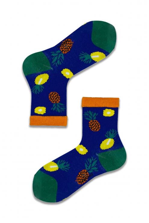 Çocuk Ananas Desenli Renkli Çorap