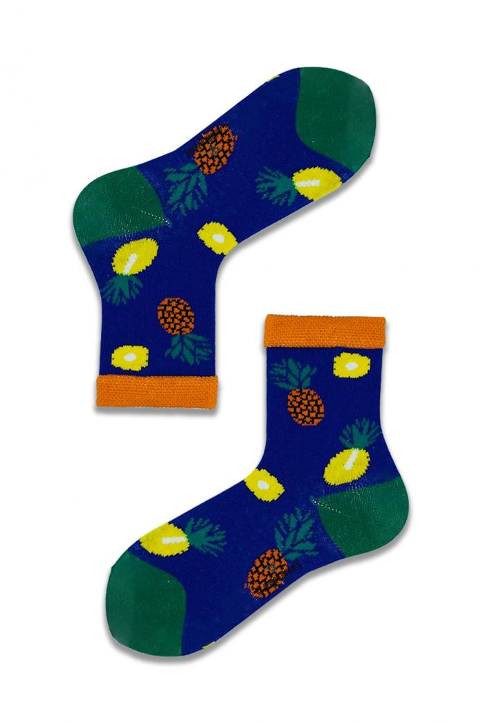 Çocuk Ananas Desenli Renkli Çorap