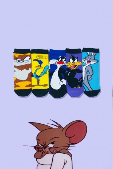 5'li Çocuk Karakterler Desenli Çorap Kutusu