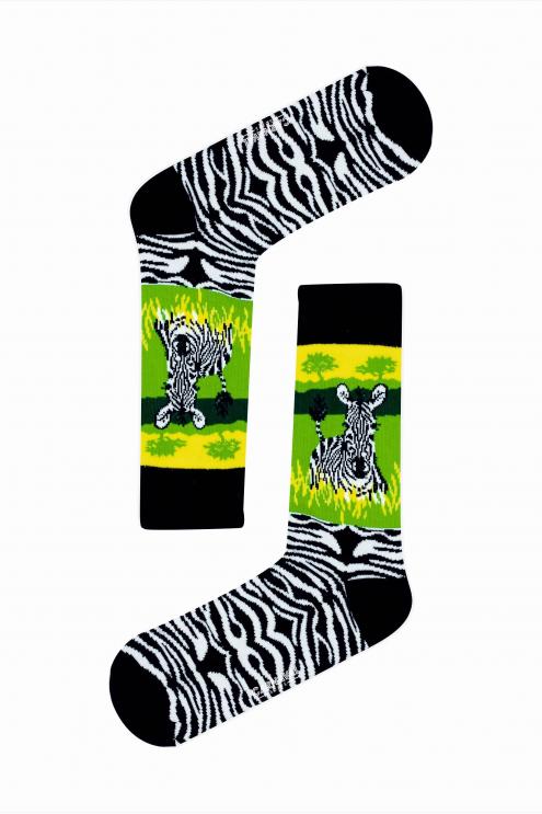 Zebra Desenli  Renkli  Çorap