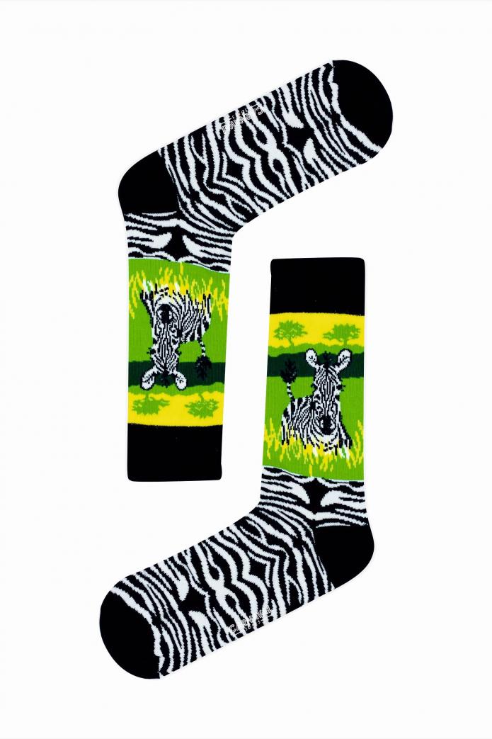 Zebra Desenli  Renkli  Çorap