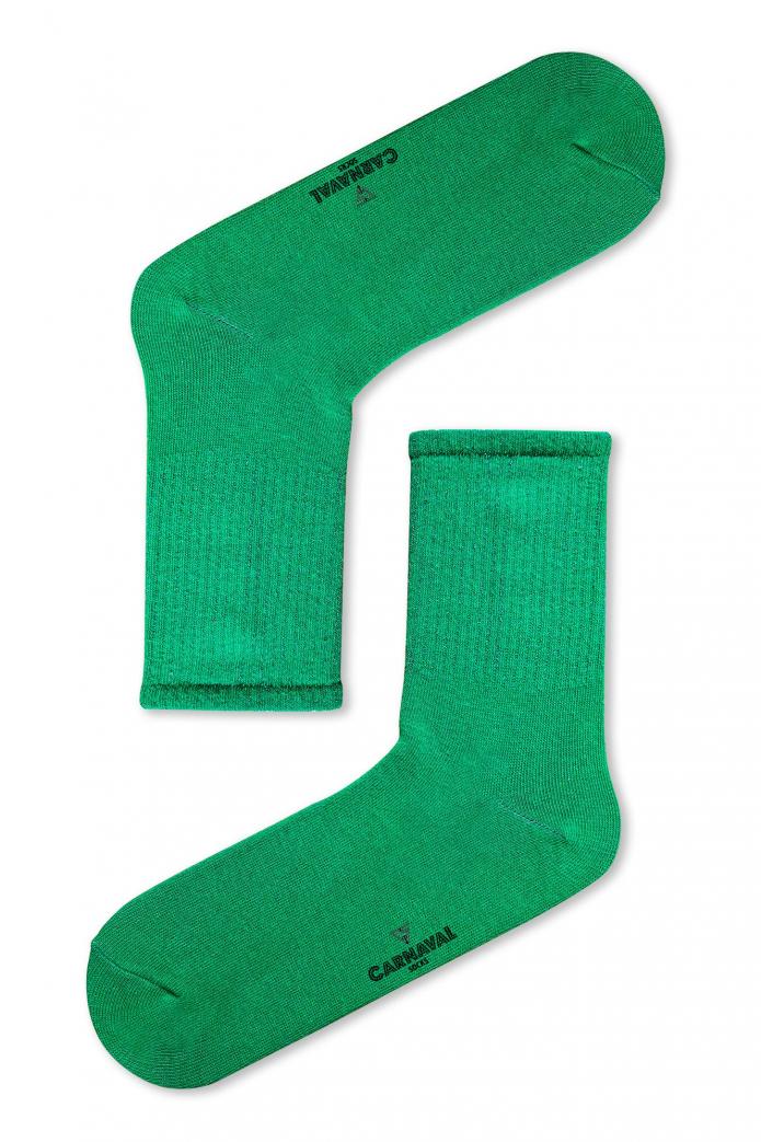 Düz Yeşil Desensiz Renkli Spor Çorap
