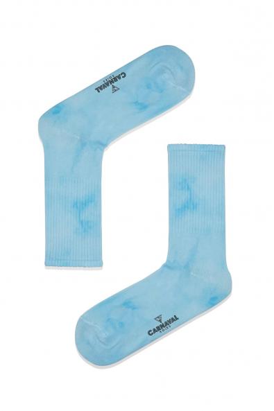 Eskitilmiş Mavi Batik Spor Çorap