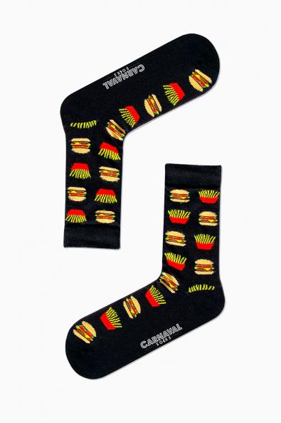 Fast Food Desenli Renkli Çorap
