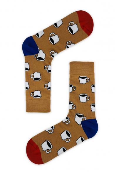Fincanda Kahve Desenli Soket Çorap