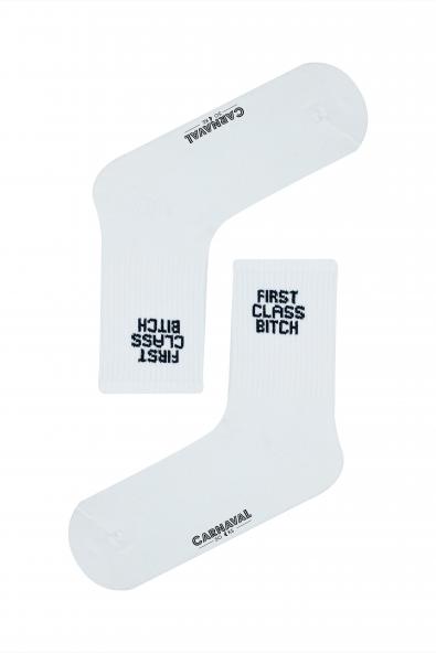 First Class Bıtch Yazılı Desenli Renkli Spor Çorap
