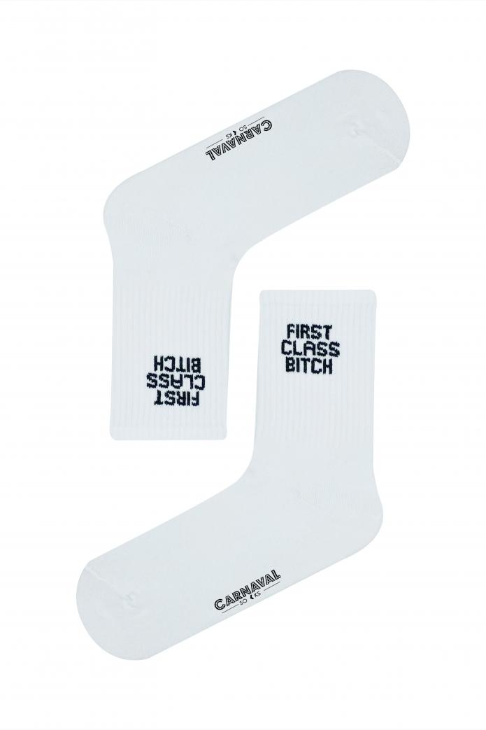 First Class Bıtch Yazılı Desenli Renkli Spor Çorap