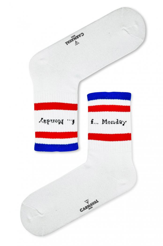 Fuck Monday Yazılı Desenli Renkli Spor Çorap