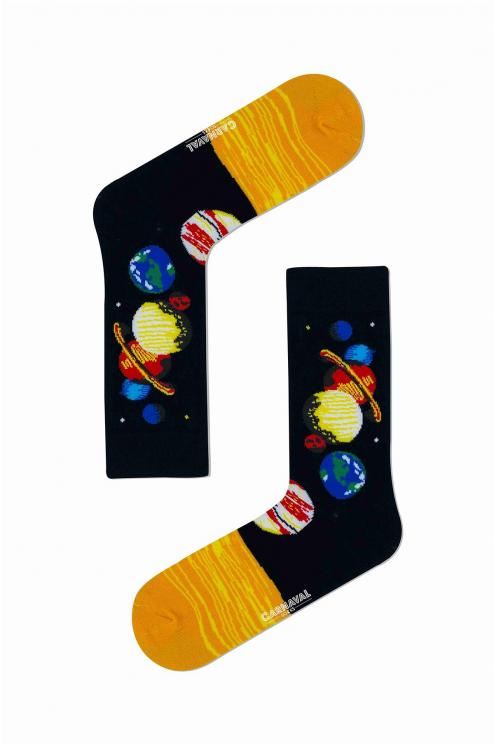 Güneş ve Gezegenler Desenli Renkli Çorap