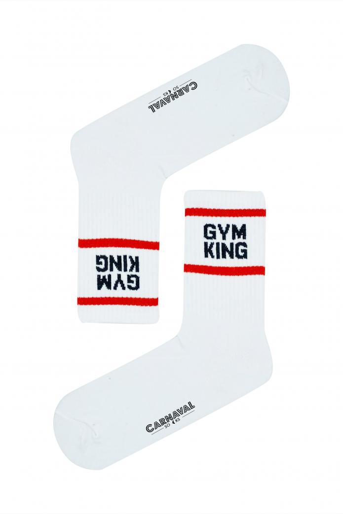Gym King Yazılı Desenli Renkli Spor Çorap