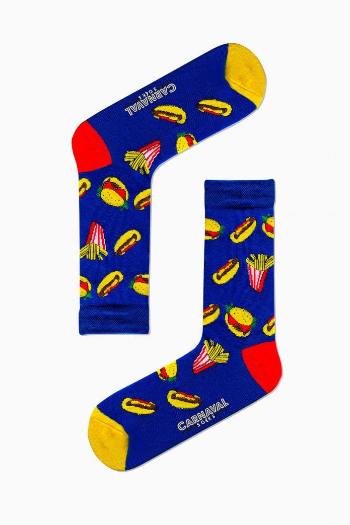 Hamburger Sosis Desenli Renkli Çorap