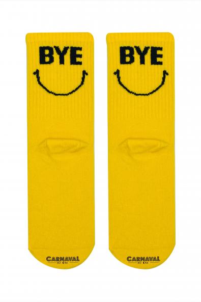 Hi And Bye yazılı Desenli Renkli Spor Çorap