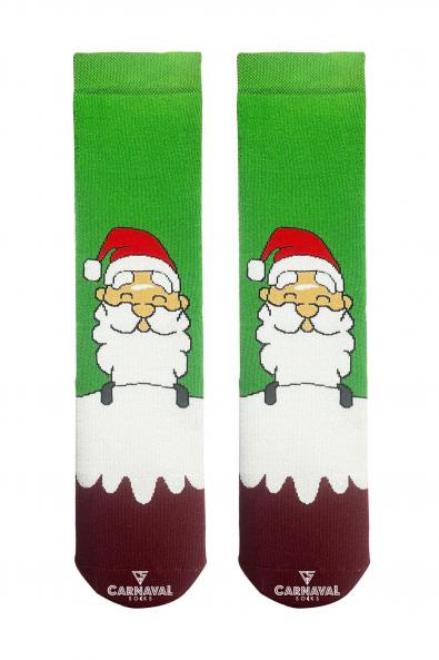 Havlu Yeşil Noel Baba Desenli Çorap