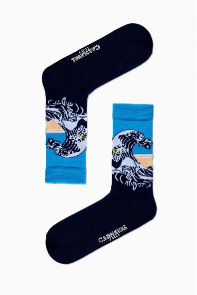 Kanagawa Dalga Art Desenli Renkli Çorap