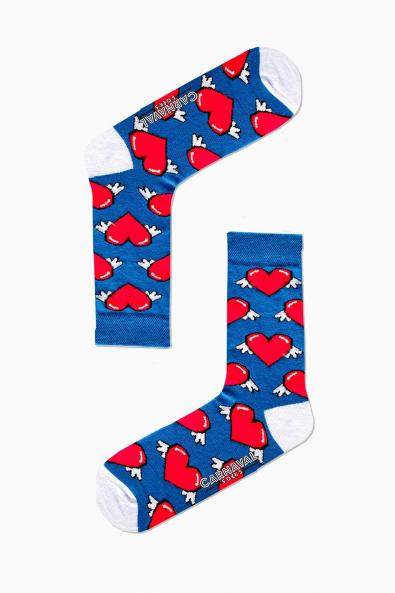 Kanatlı Kalp Desenli Renkli Çorap