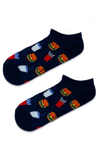 Patik Hamburger Desenli Renkli Çorap