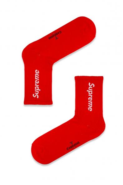 Kırmızı Yazılı Desenli Renkli Spor Çorap
