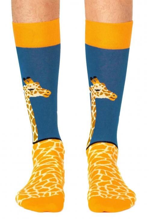 Uzun Kısa Zürafa Desenli Renkli Çorap