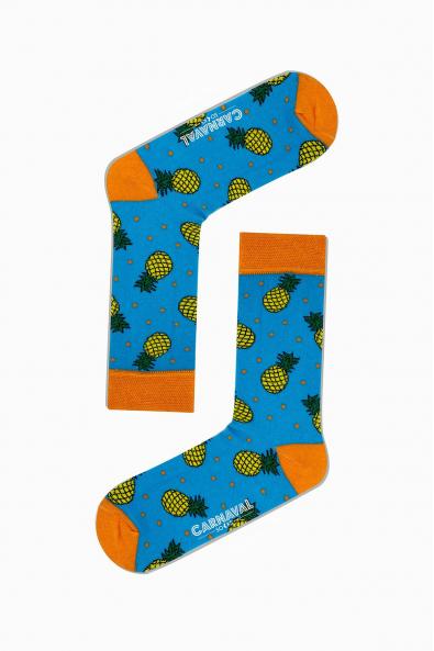 Mavi Ananas Desenli Yaz Renkli Çorap