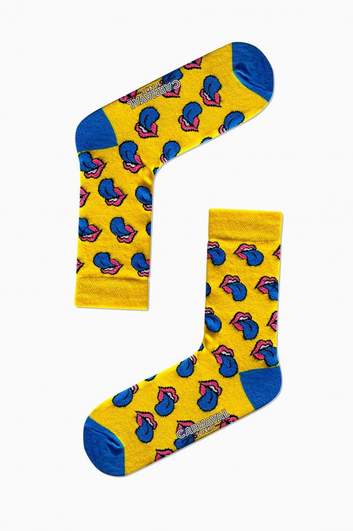 Mavi Dil Çıkaran Desenli Renkli Çorap