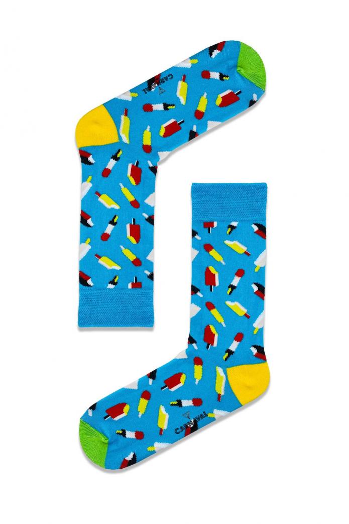 Mavi Dondurma  Desenli Renkli Çorap