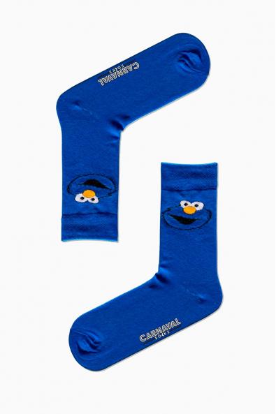 Mavi Kurabiye Canavarı Desenli Renkli Çorap