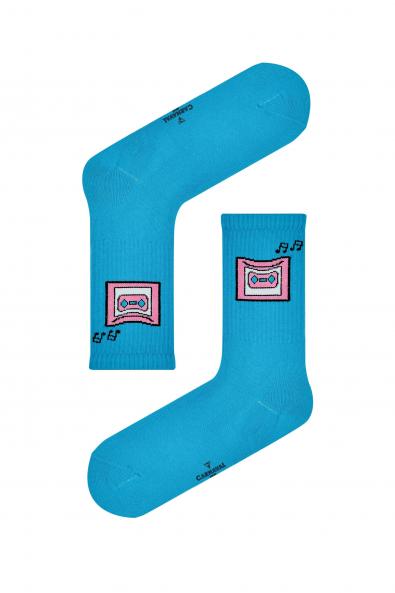 Mavi Radyo Desenli Tenis Çorabı