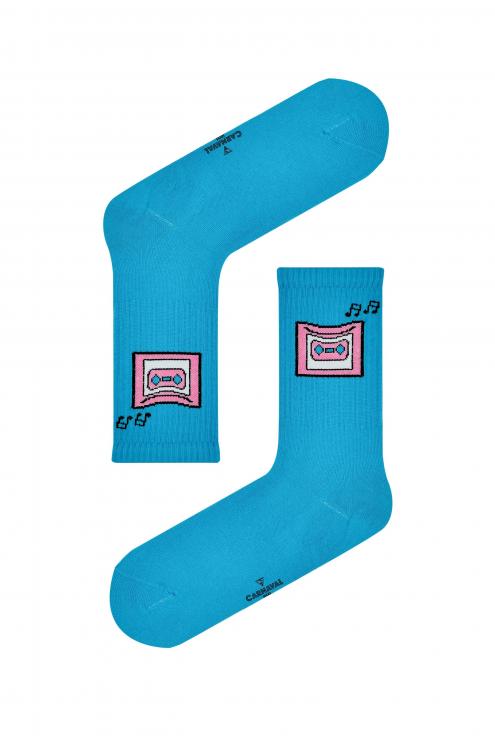 Mavi Radyo Desenli Tenis Çorabı
