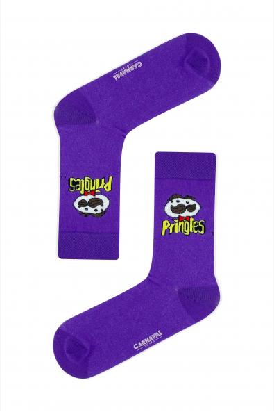 Mor Pringles Desenli Renkli Çorap