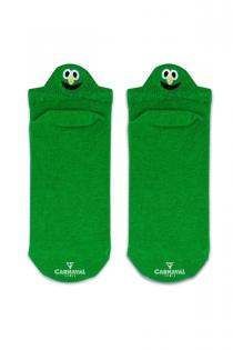 Nakışlı Yeşil Emoji Desenli Renkli Çorap