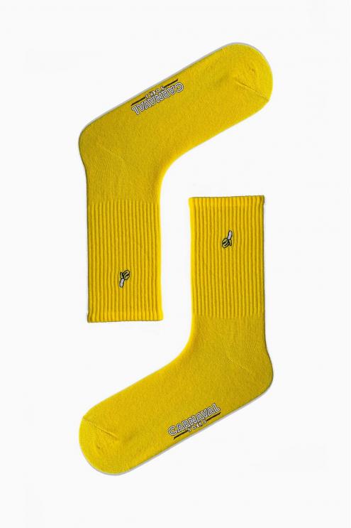 Muz Nakışlı Sarı Renkli Spor Çorap